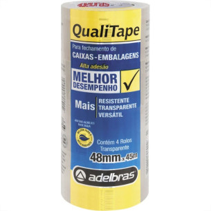 Fita Embalagem Adelbras Transparente 48 X 45 - Kit C/4