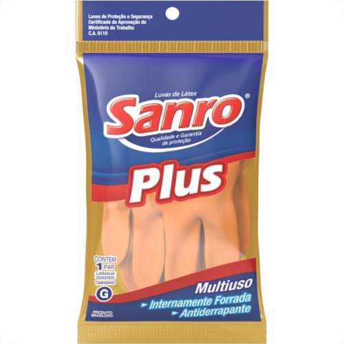 Luva Sanro Plus Forrada LaranjaTam.M Par