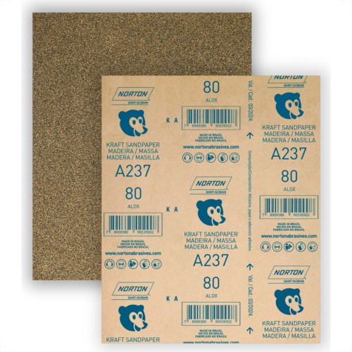 Lixa Madeira Norton 80 A237 - Kit C/50 Lixa Madeira Norton 80 A237 - Kit C/50