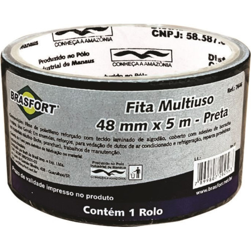 Fita Silver Tape Brasfort Multiuso 48 X 5M Preta 7646 Fita Silver Tape Brasfort Multiuso 48 X 5M Preta 7646