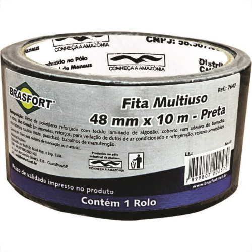 Fita Silver Tape Brasfort Multiuso 48 X 10M Preta 7647 Fita Silver Tape Brasfort Multiuso 48 X 10M Preta 7647