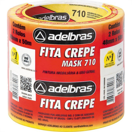 Adelbras Fita Crepe 710 48Mm X 50Mt - Kit C/2 Rl Adelbras Fita Crepe 710 48Mm X 50Mt - Kit C/2 Rl