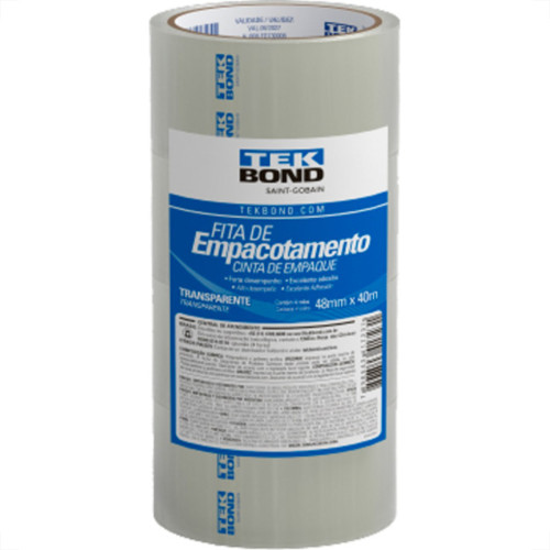Tek Fita Adesiva P/Embalagem Transp. 48X40Mt - Kit C/4 Un