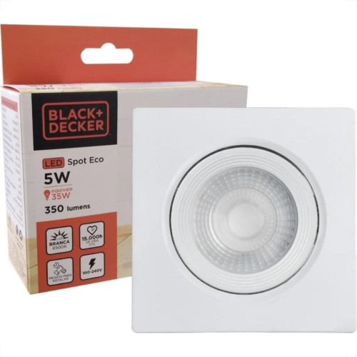 Black Spot Led 5W B&D Quadrado 3000K Black Spot Led 5W B&D Quadrado 3000K
