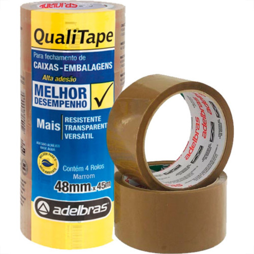 Adelbras Fita Adesiva P/Embalagem Marrom 48X 45 - Kit C/4 Rl Adelbras Fita Adesiva P/Embalagem Marrom 48X 45 - Kit C/4 Rl
