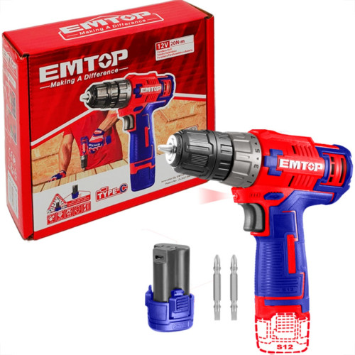 Emtop Furadeira/Parafusadeira 12V 20N Bat 1,5Ah Emtop Furadeira/Parafusadeira 12V 20N Bat 1,5Ah