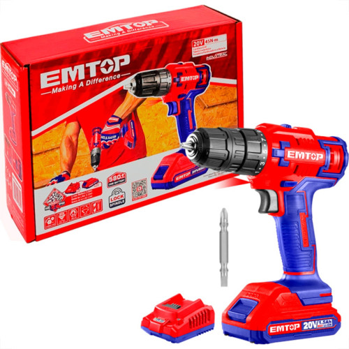 Emtop Furadeira/Parafusadeira 20V 45N Bt2A+Carr Emtop Furadeira/Parafusadeira 20V 45N Bt2A+Carr