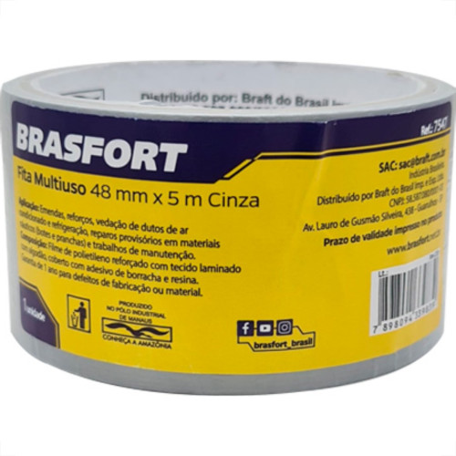 Brasfort Fita Adesiva Silvert Brasf 48X 5Mt Cza Brasfort Fita Adesiva Silvert Brasf 48X 5Mt Cza