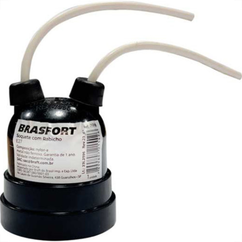 Brasfort Soquete C/Rabicho E27 Pto - Kit C/20 Un