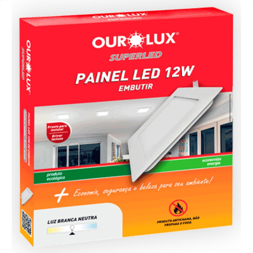 Ourolux Lum.Led Emb Qdr Ouro 12W 6,4K-3209 Ourolux Lum.Led Emb Qdr Ouro 12W 6,4K-3209