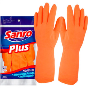 Sanro Luva Forrada Plus Laranja ,M - Kit C/10 Pr