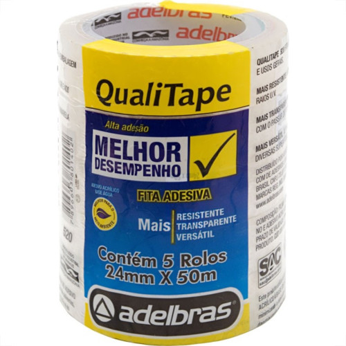 Adelbras Fita Durex 24 X 50 - Kit C/5 Rl Adelbras Fita Durex 24 X 50 - Kit C/5 Rl
