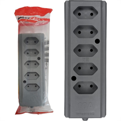 Interneed Tomada Barra 10A 5T.Cinza Interneed Tomada Barra 10A 5T.Cinza