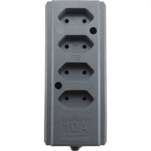 Interneed Tomada Barra 10A 4T.Cinza