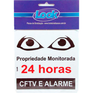 Look Placa Sinalizacao 15X15 Monitorado 24Hs