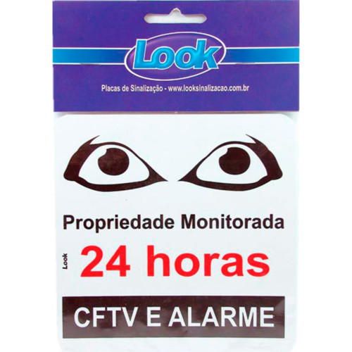 Look Placa Sinalizacao 15X15 Monitorado 24Hs