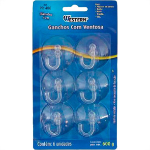 Western Gancho C/Ventosa Pvc C/06Pc Pr-406