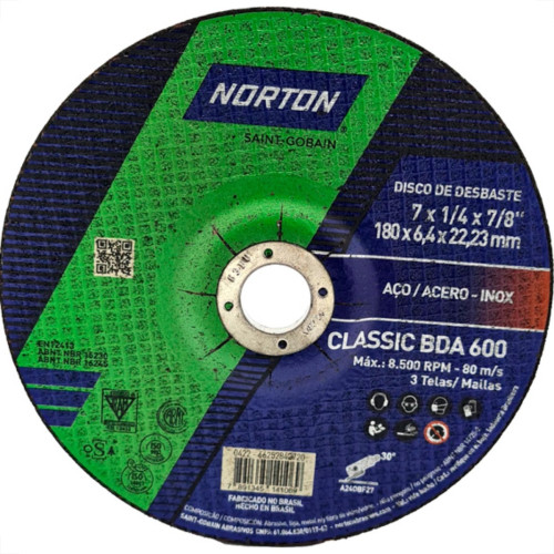 Norton Disco Nort.Desb. 7'' X 7/8 - Bda600 - Kit C/10 Pc