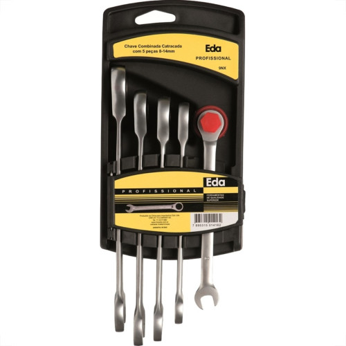 Eda Jg Chave Combinada Catraca 8 A14 5Pc/9Nx Eda Jg Chave Combinada Catraca 8 A14 5Pc/9Nx