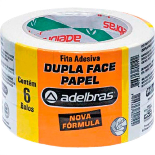 Adelbras Fita Dupla Face Pap.Bco 12X30M - Kit C/6 Rl Adelbras Fita Dupla Face Pap.Bco 12X30M - Kit C/6 Rl