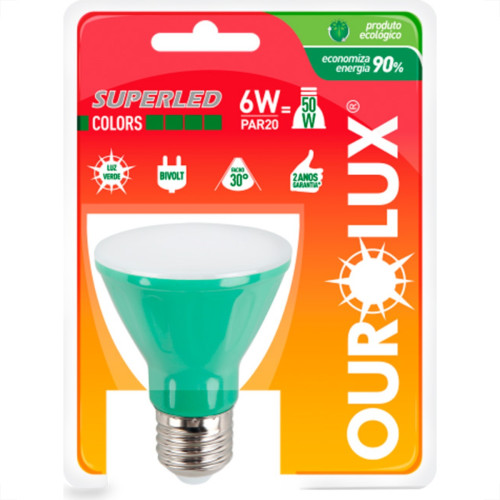 Ourolux Lamp Led Par-20 06W Verde