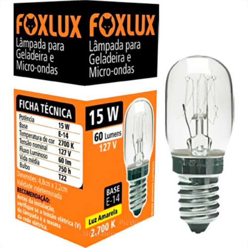 Foxlux Eletrica Lamp Gelad/Micro Fox 15W/127V E-14 Foxlux Eletrica Lamp Gelad/Micro Fox 15W/127V E-14