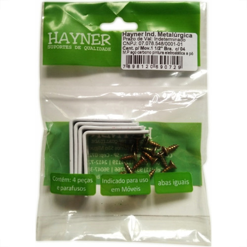 Hayner Cantoneira P/Moveis Br,1.1/2 C/4 Hayn Hayner Cantoneira P/Moveis Br,1.1/2 C/4 Hayn