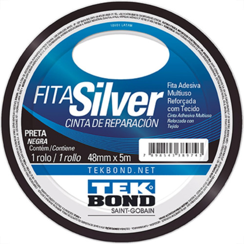 Tek Fita Adesiva Silver 48Mmx 5M-Preta