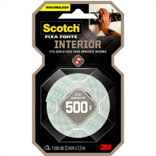 Fita Dupla Face 3M Fixa Forte Espuma 12Mm X 1,5M - 500G