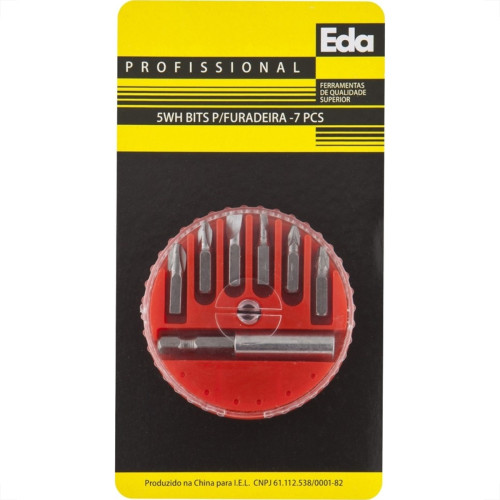 Kit Bits Para Furadeira Eda Com 07 Pecas E Suporte - 5Wh Kit Bits Para Furadeira Eda Com 07 Pecas E Suporte - 5Wh