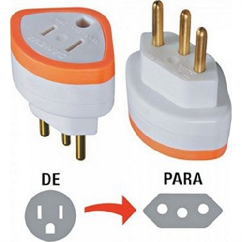 Pino Adaptador Daneva 2 Polos+Terra 10A. Chato Para Redondo 1630 - Kit C/12 Pecas Pino Adaptador Daneva 2 Polos+Terra 10A. Chato Para Redondo 1630 - Kit C/12 Pecas