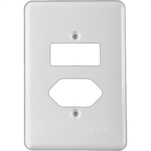Placa Conjunto Ilumi Stylus Branco 4X2 - 1 Interruptor + 1 Tomada - 20420