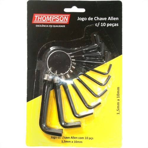 Chave Allen Jogo Thompson 1,5 A 10Mm Com 10 Pecas Chave Allen Jogo Thompson 1,5 A 10Mm Com 10 Pecas