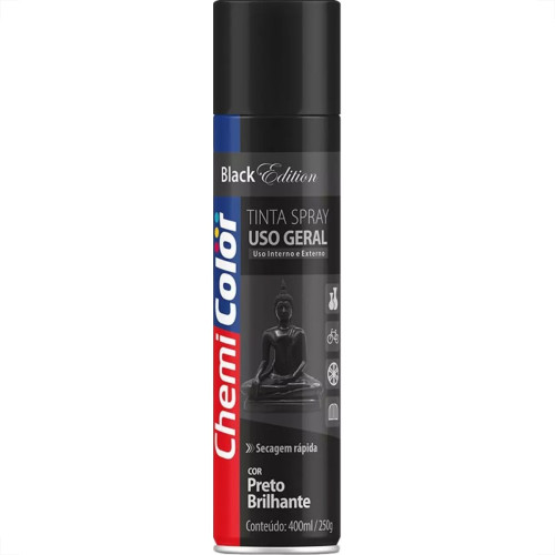 Spray Chemicolor Preto Brilhante 400Ml/250G. Spray Chemicolor Preto Brilhante 400Ml/250G.