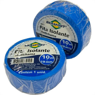 Fita Isolante Brasfort 10M Azul - 8647 - Kit C/10 Pecas