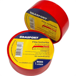 Fita Isolante Brasfort 10M Vermelha - 8650 - Kit C/10 Pecas
