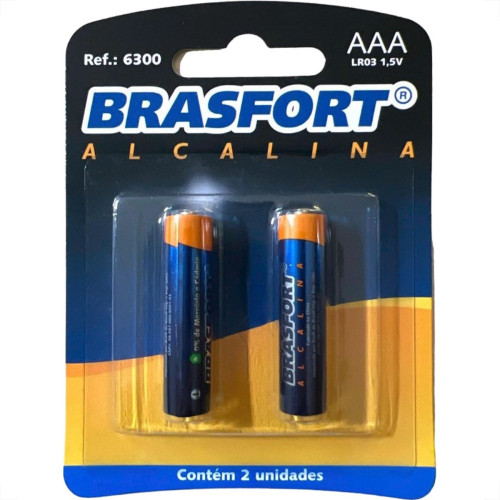 Pilha Brasfort Alcalina Aaa Palito Cartela Com 02 Pecas 6300 Pilha Brasfort Alcalina Aaa Palito Cartela Com 02 Pecas 6300