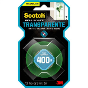 Fita Dupla Face 3M Fixa Forte Transparente 12Mm X 2M - 400G