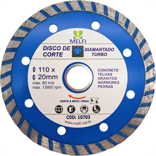 Disco Diamantado Melfi Turbo Seco 110Mm X 20Mm - 10703 Disco Diamantado Melfi Turbo Seco 110Mm X 20Mm - 10703