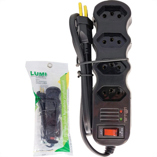 Filtro Linha Ilumi 4 Tomadas Com Teste De Tensao 127/220V. E Chave Disjuntora Cabo Pp 3X075Mm Preto - 34013 Filtro Linha Ilumi 4 Tomadas Com Teste De Tensao 127/220V. E Chave Disjuntora Cabo Pp 3X075Mm Preto - 34013
