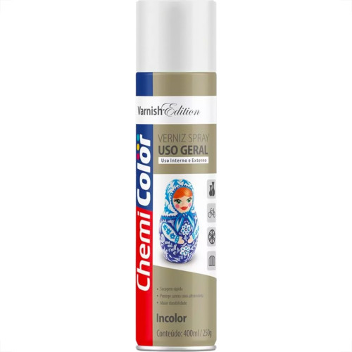 Spray Chemicolor Verniz Incolor Brilhante 400Ml/250G. Spray Chemicolor Verniz Incolor Brilhante 400Ml/250G.