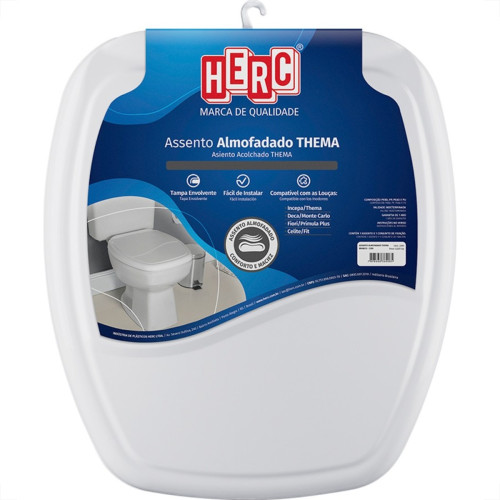 Assento Sanitario Almofadado Herc Retangular Cinza 2396