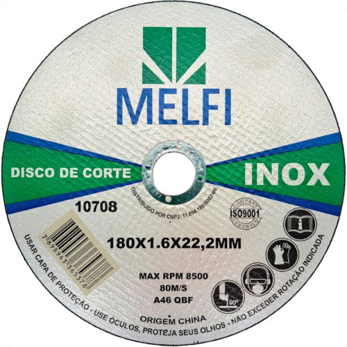 Disco Aco Inox Melfi 180Mmx1,6Mmx22,2Mm - 10708 Disco Aco Inox Melfi 180Mmx1,6Mmx22,2Mm - 10708