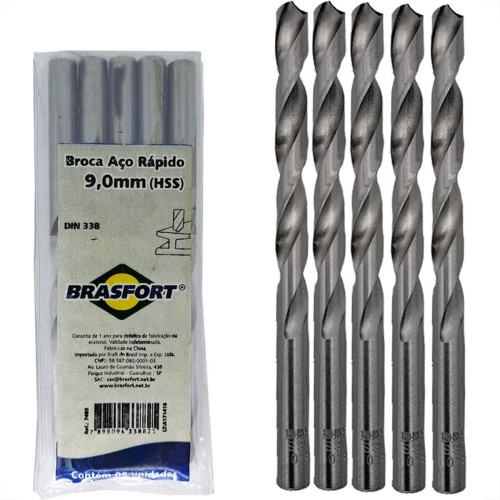 Broca Aco Rapido Brasfort 9 Mm - 7485 - Kit C/5 Pecas Broca Aco Rapido Brasfort 9 Mm - 7485 - Kit C/5 Pecas