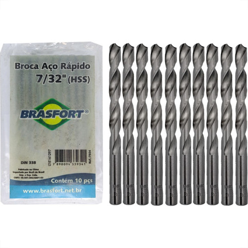 Broca Aco Rapido Brasfort 7/32'' - 7504 - Kit C/10 Pecas Broca Aco Rapido Brasfort 7/32'' - 7504 - Kit C/10 Pecas