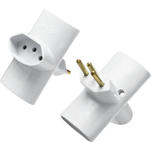 Pino 3 Saidas Flp 2 Polos+Terra 10A. Branco - Kit C/10 Pecas Pino 3 Saidas Flp 2 Polos+Terra 10A. Branco - Kit C/10 Pecas