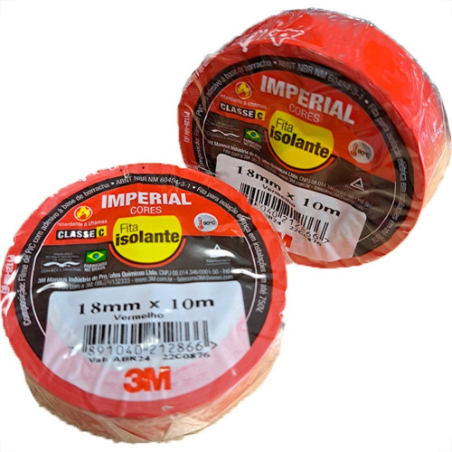 Fita Isolante 3M Imperial. 10M Vermelha - Kit C/10 Pecas Fita Isolante 3M Imperial. 10M Vermelha - Kit C/10 Pecas