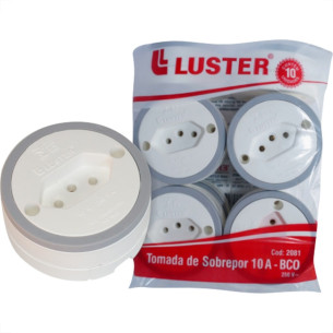 Tomada Externa Luster 2P+T. 10A Grande Branca 2081 . / Kit C/ 10 Peca