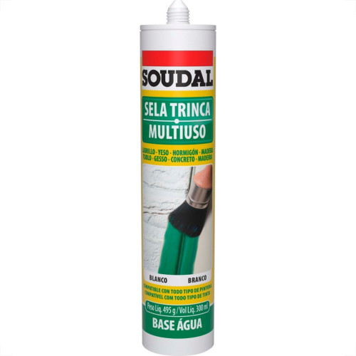 Sela Trinca Multiuso Soudal Branca Base Agua 495G/300Ml Sela Trinca Multiuso Soudal Branca Base Agua 495G/300Ml