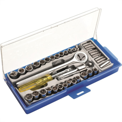 Kit Jogo Soquete Eda 3/8'' Com Catraca 40 Pecas - 8Zi Kit Jogo Soquete Eda 3/8'' Com Catraca 40 Pecas - 8Zi